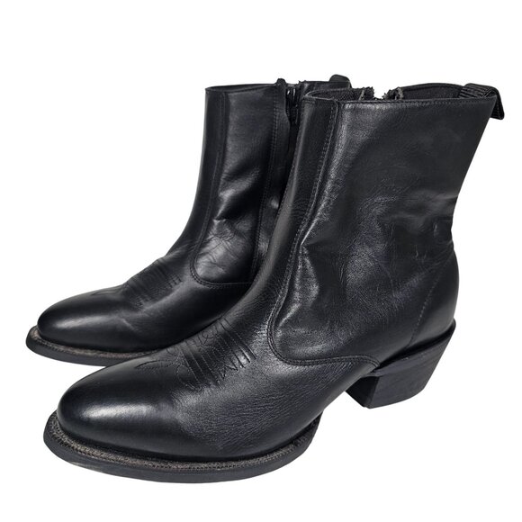 Laredo Mens Fletcher Pointed Toe Casual‎ Boots Ankle Western Black Leather 8.5 - Picture 4 of 14